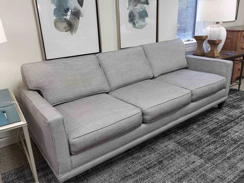 Rowe 89" 3-Cushion Track Arm Sofa in Grey Linen Weave on Tapered Legs