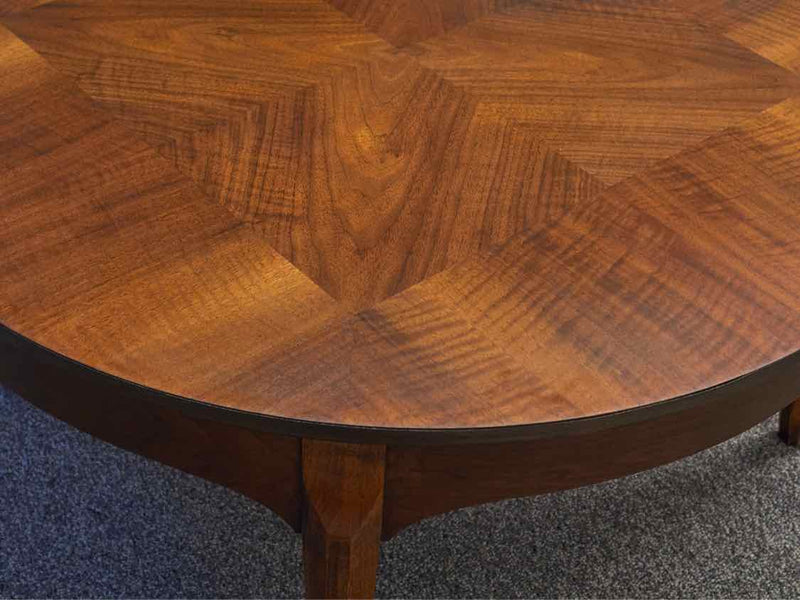 Inlaid Mahogany Cocktail Table W/ Brass Accents