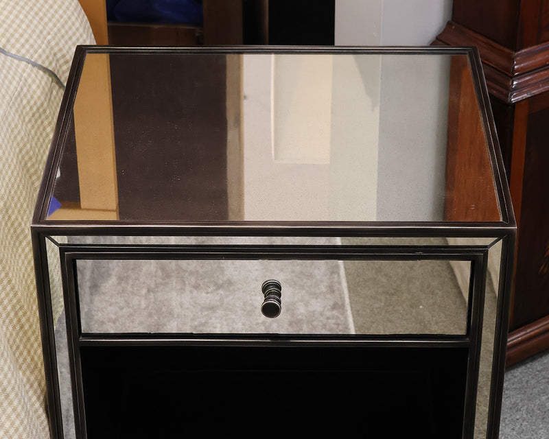 Pair of RH Strand Mirrored Open Nightstands