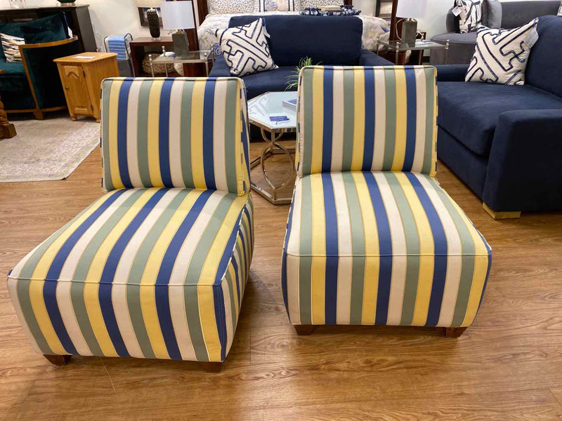 Pair of Striped Slipper Chairs