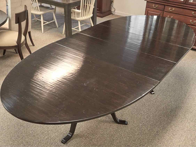 Lynne Scalo Custom Hand Planed Oval Double Pedestal Dining Table in Espresso