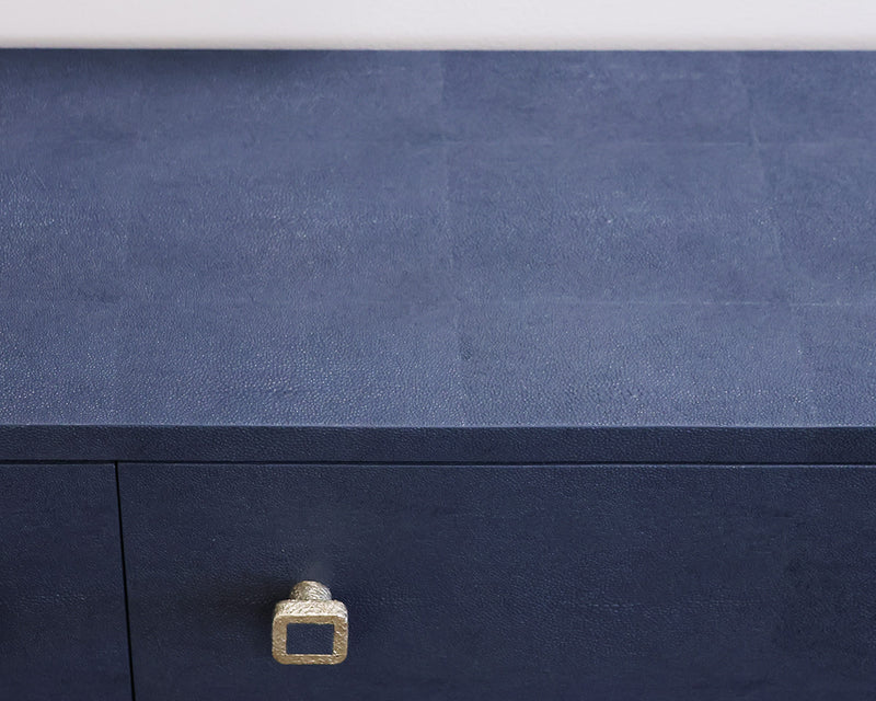 Made Goods Dallon Buffet / Console in Navy Faux Shagreen on Silver Steel Base