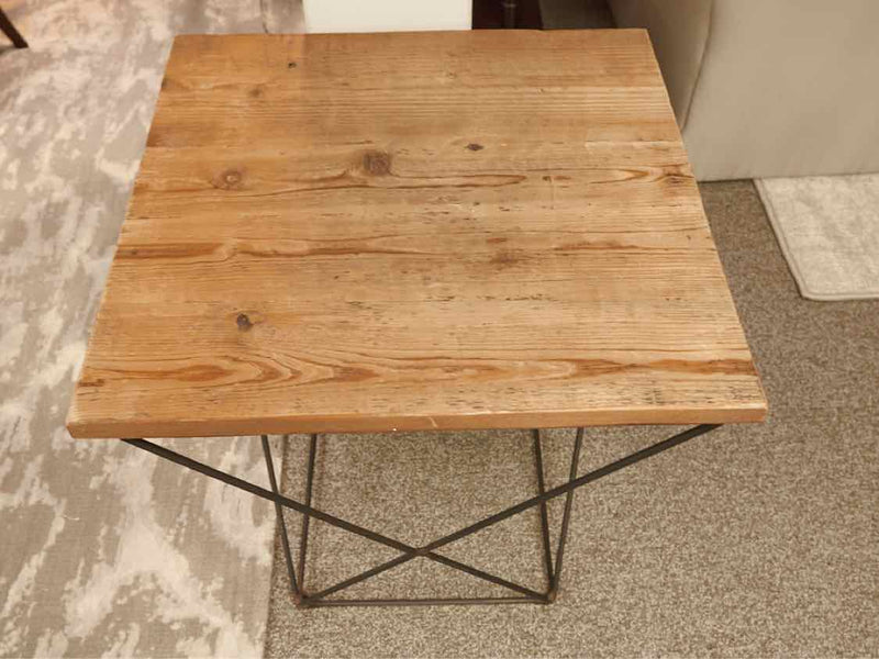 Industrial Wood & Metal Side Table