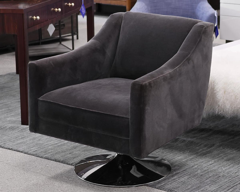 Mitchell Gold + Bob Williams Cara Swivel Chair in Dark Grey Velvet