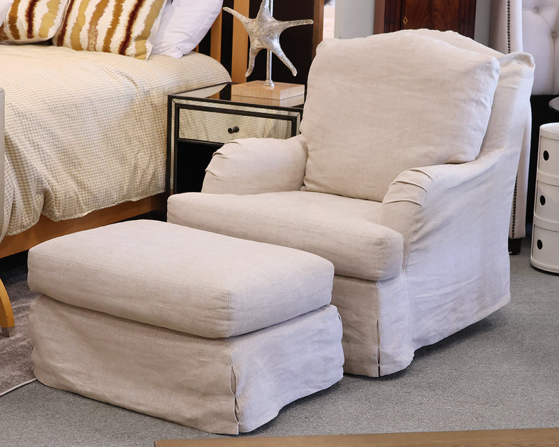 RH Linen Slipcover Rockering Chair & Ottoman