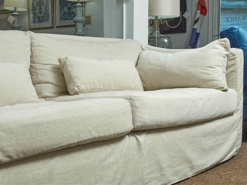 Cisco Brothers Beige Linen  2 Cushion 6 Pillow Track Arms Slipcovered Sofa