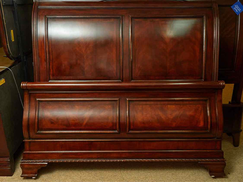 Queen Cherry Sleigh Bed with Wood Rails