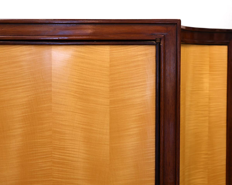 Custom Mahogany Cabinet with Tiger Maple Doors with Key Detail