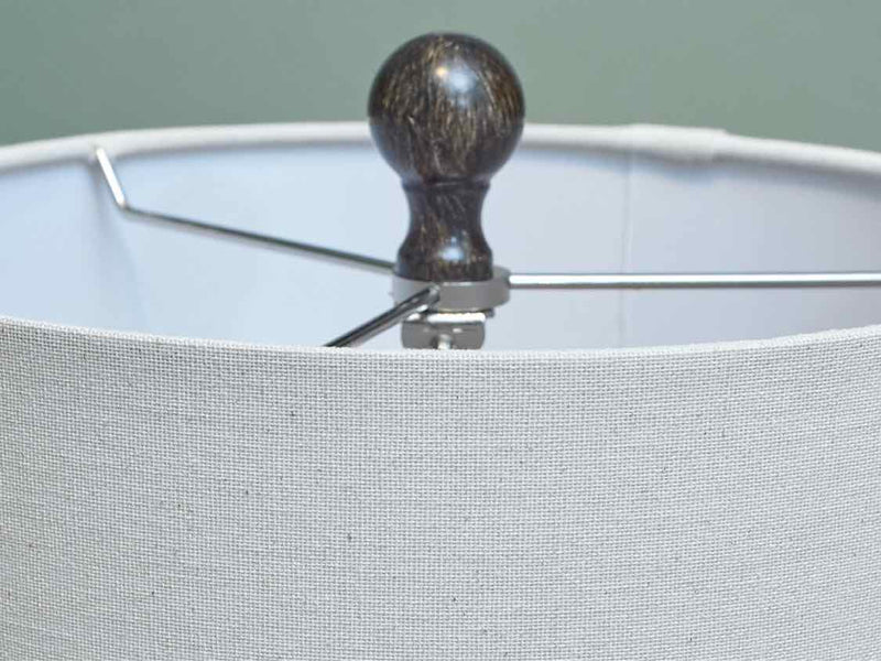 Glass & Metal Table Lamp With Linen Shade