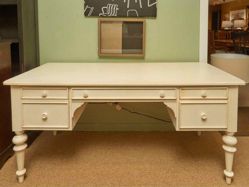 Ethan Allen Ivory Finish   Desk with Turned Legs & 1 File Drawer