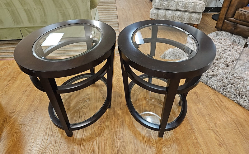 Boston Interiors Pair of Glass Topped Side Tables