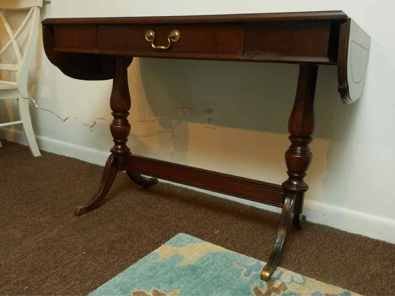 Lane Furniture Mahogany Dropleaf Table Console with Trestle Base