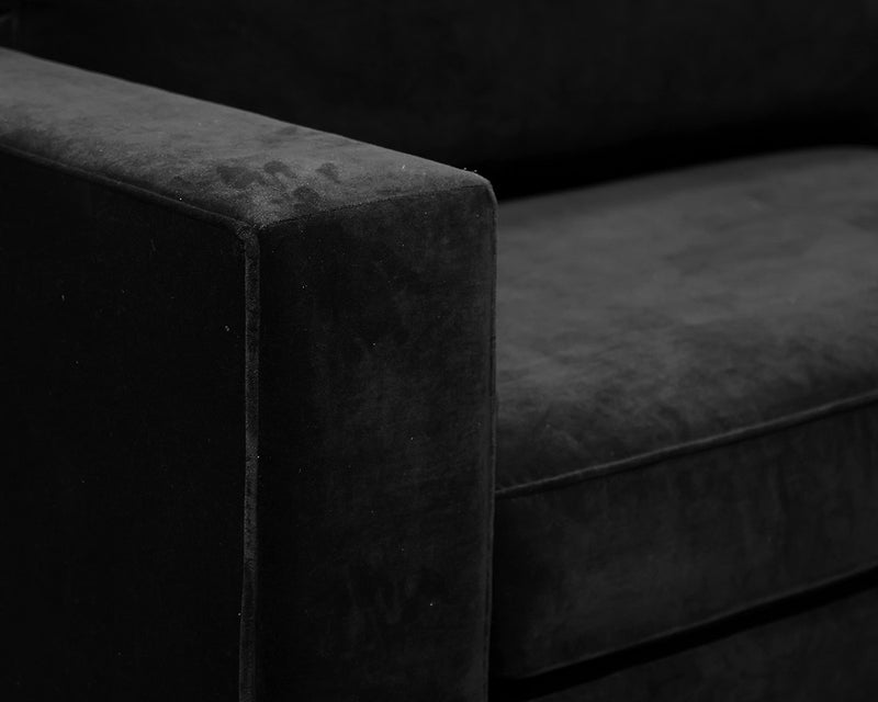 RH Maddox 9' Classic Depth Sofa in Black Velvet