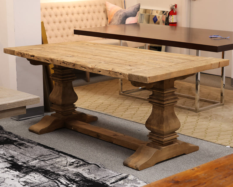 RH Salvaged Wood Rectangular Farm Table with Extensions and Trestle Base