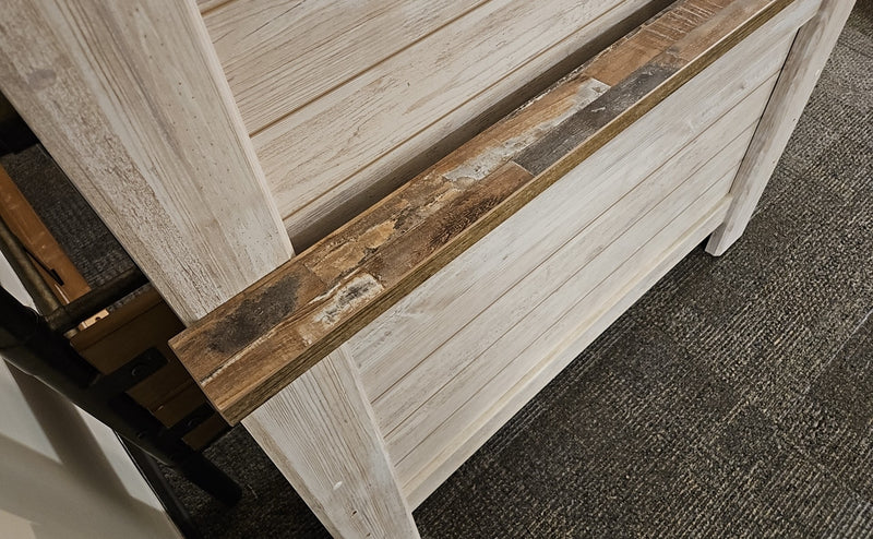 Rustic Twin Whitewashed Plank Bed