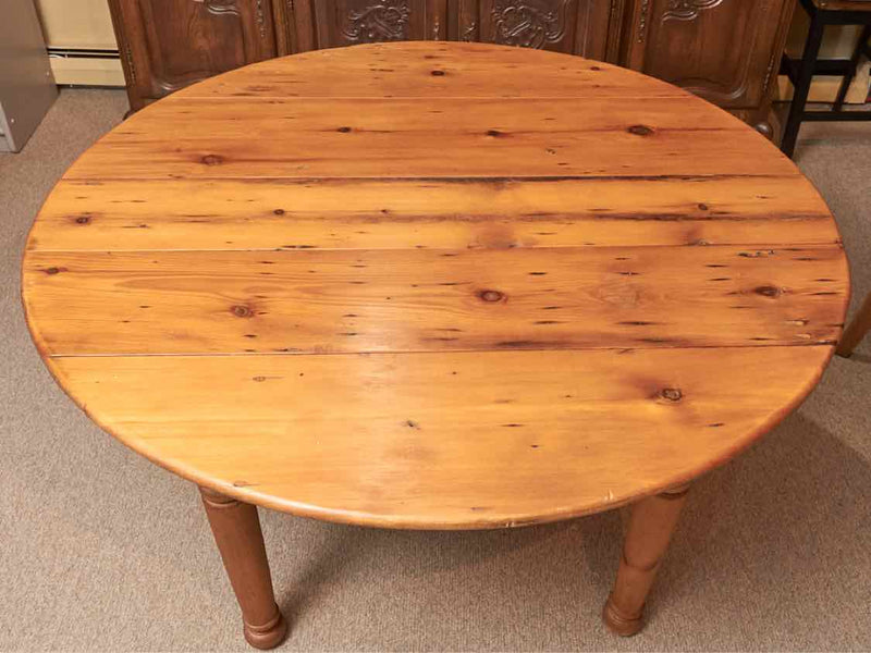 Waxed Round Pine Turned Legs Dining Table