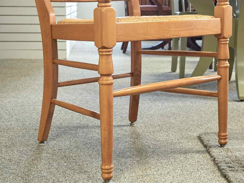 Set of Six Birchwood Dining Chairs W/ Rush Seats