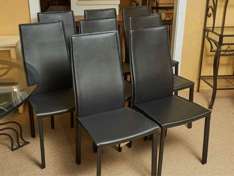 Set Of 8 Bo Concept Black Bonded Leather  Dining Chairs