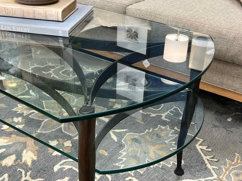 Glass Topped Cocktail Table on Metal Base