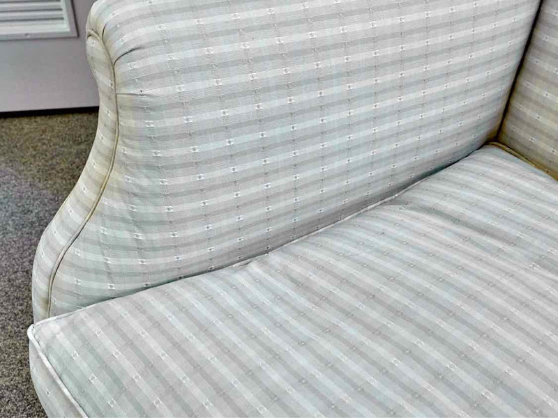 Pair of Beige Check Upholstered Chairs with Feather & Down Seat Cushions