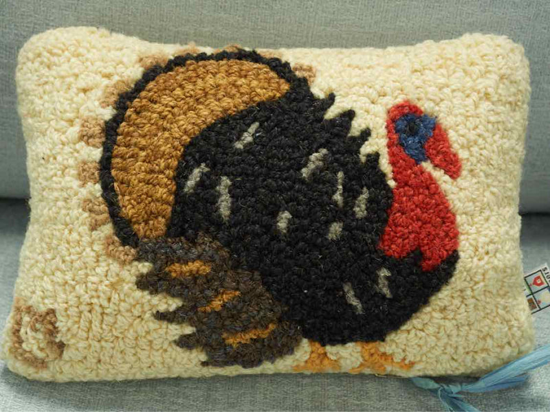 "Perky Turkey" Hooked Accent Pillow