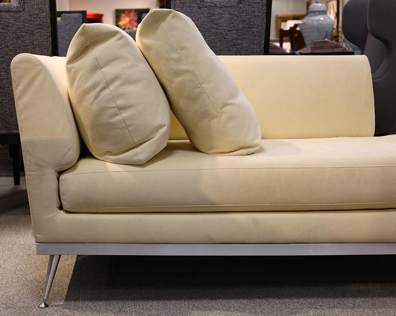 Ligne Roset Chaise in Cream Alcantura Microfiber on Nickel Base & Legs