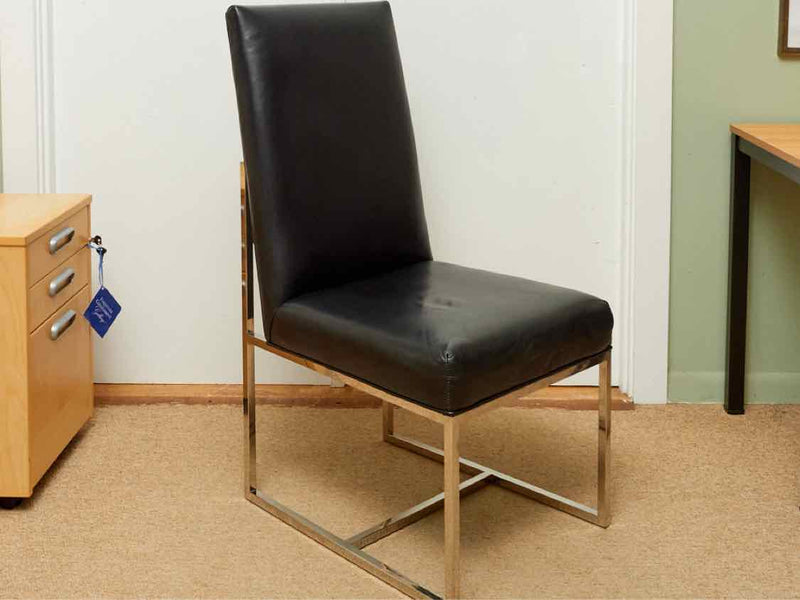 Black Bonded Leather Office Chair with Steel Frame