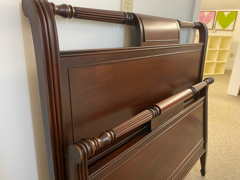 Pair of Mahogany Roll Back Sleigh  Twin Beds