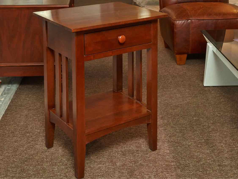 Ethan Allen Dark Stained Cherry Mission Style 1 Drawer / Shelf  Side Table