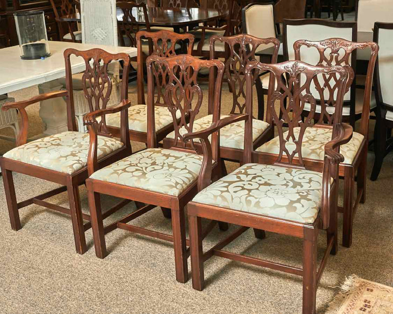 Set of 6 Mahogany Chairs w/ Carved Detailing