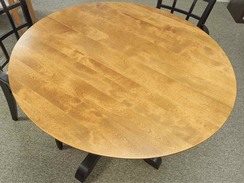 Black & Maple Round Dining Table With Set of Four Chairs