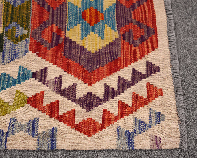 100% Wool Kilim Multicolored Area Rug