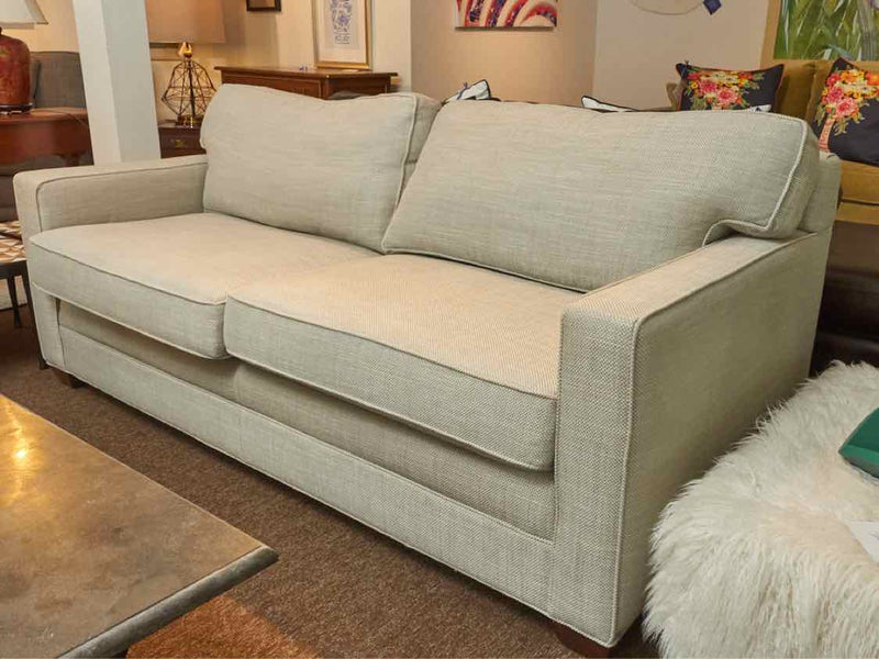 Kravet 2 Cushion Wool & Silk  Gray& Cream Weave Upholstered Sofa