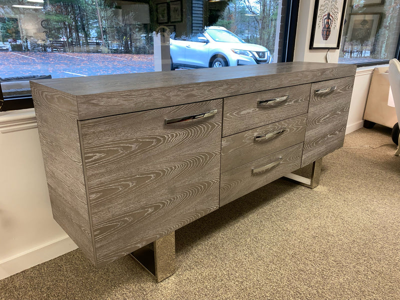 Orren Ellis Sideboard in Grey Finish with Chrome Pulls and Legs