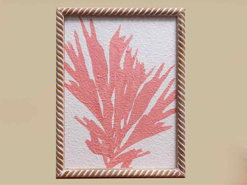 Coral Print On Rice Paper   In Wooden Frame