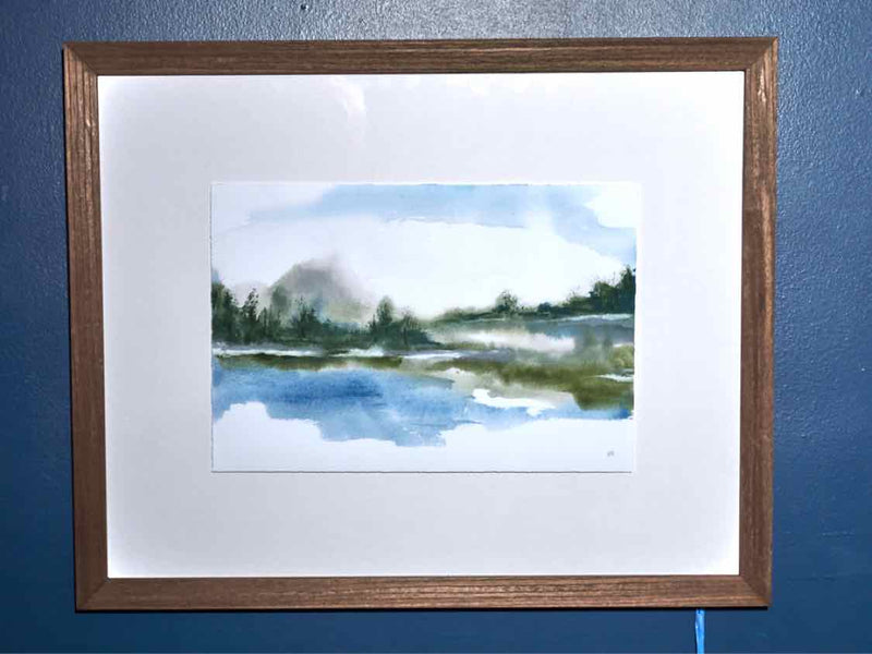 Framed Watercolor: 'Lake Fog II'