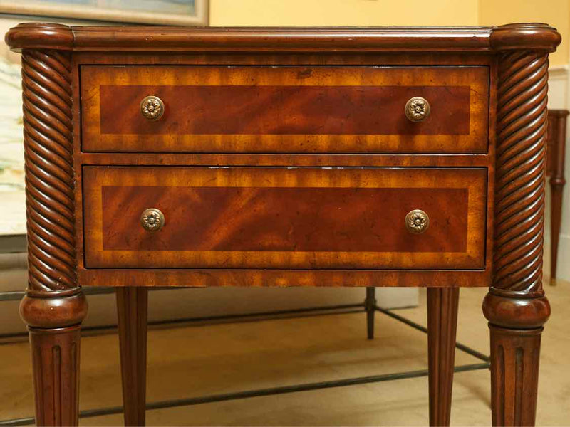 Pair of Maitland Smith Burled Mahogany 2 Drawer  Side Tables