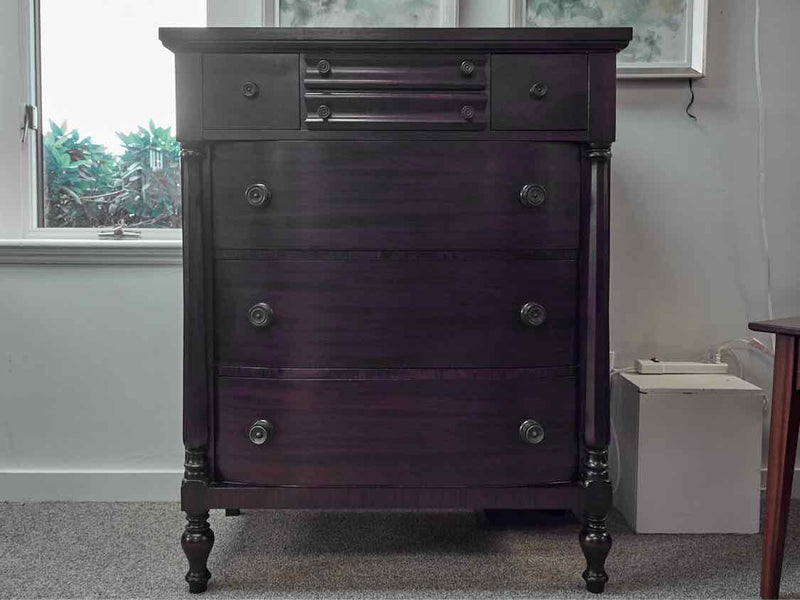 Empire Style Mahogany 7 Drawer Chest with Column Sides