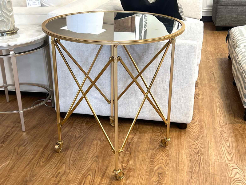 Round Mirror Topped Side Table