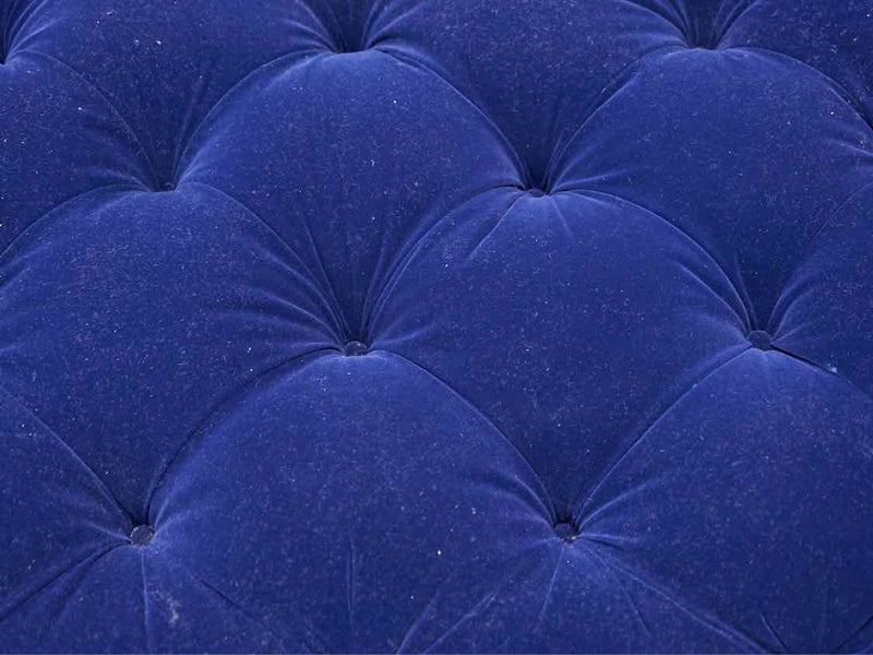 Royal Blue Velour Tufted Ottoman