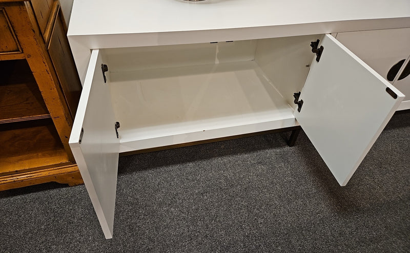 2-Cabinet White Console w/ Cable Management