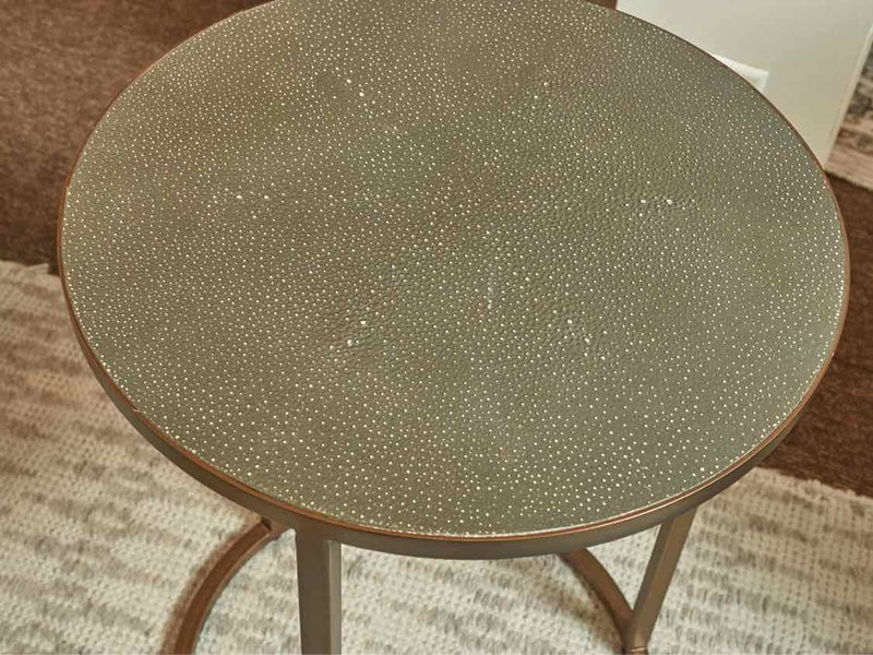 Crate & Barrel  'Keya' Round Faux Shagreen Top Nesting Side Tables