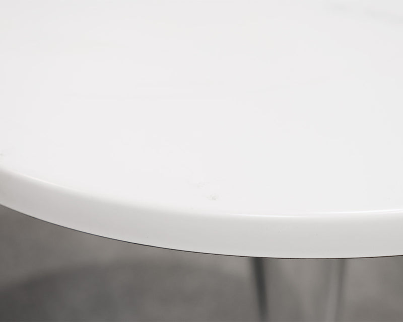 Round White and Lucite Drink Table