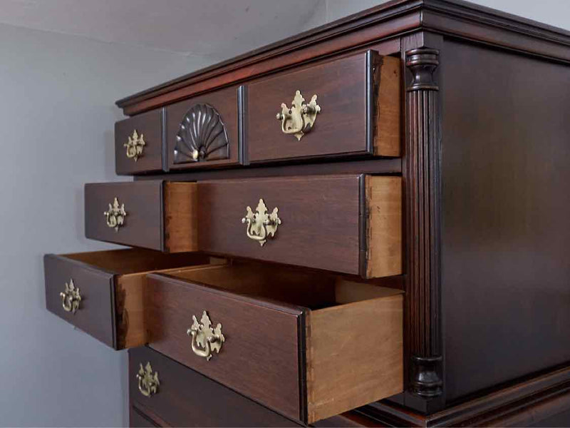 Solid Mahogany Chest With Brass Batwing Hardware