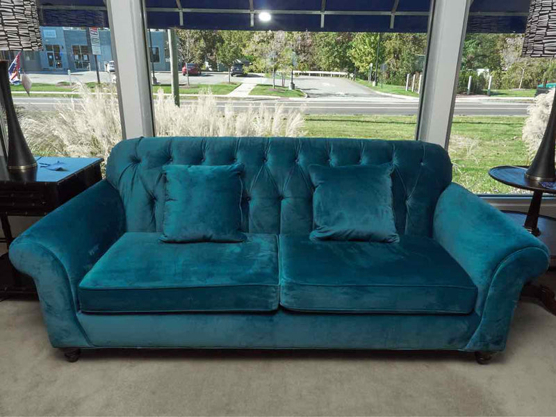 Emerald Green Performance Velvet  2 Cushion Tufted Back Sofa