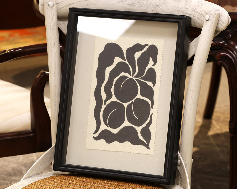 Framed Black and White Peach Print