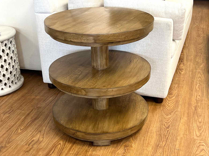 3 Tier Round Maple Side Table