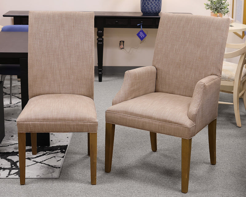 Set of 8 RH Husdon Dining Chairs in Taupe Linen Weave