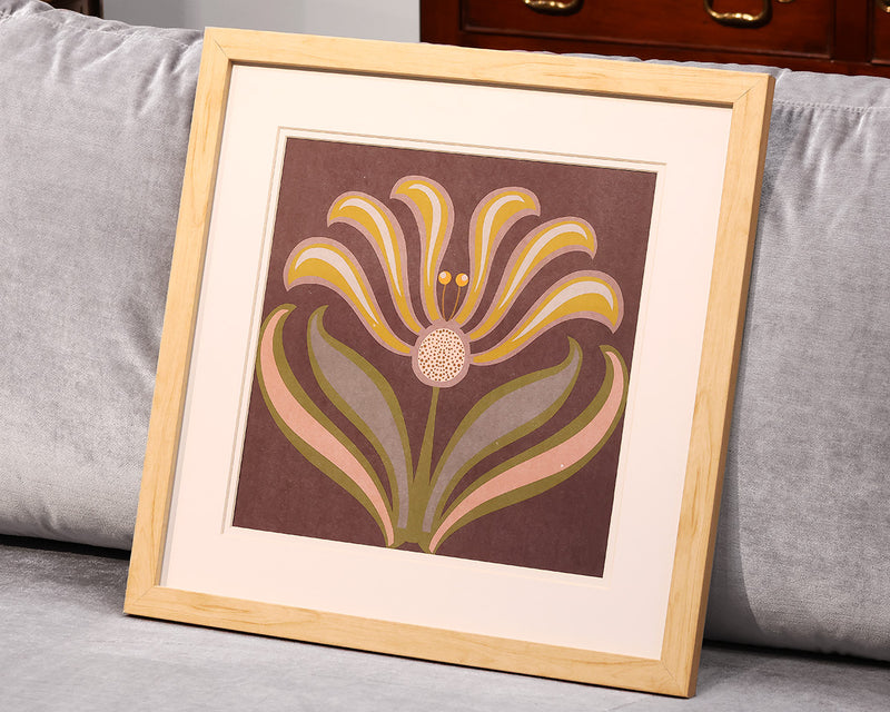 "Graphic Folk Flower IV" Framed Print