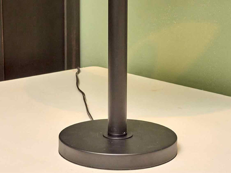 Brushed Black Industrial Style With Linen Shade Table Lamp